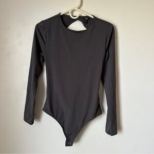 express grey long sleeve cut out bodysuit